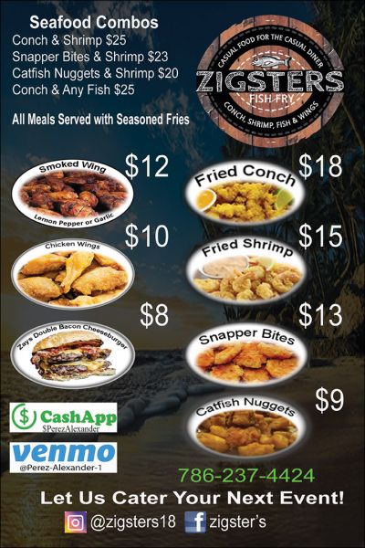 ZigSter's Fish Fry Seafood - Menu 1